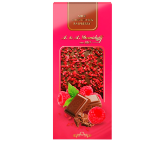 Шакалад малочны з дабаўленнем сушанай маліны.